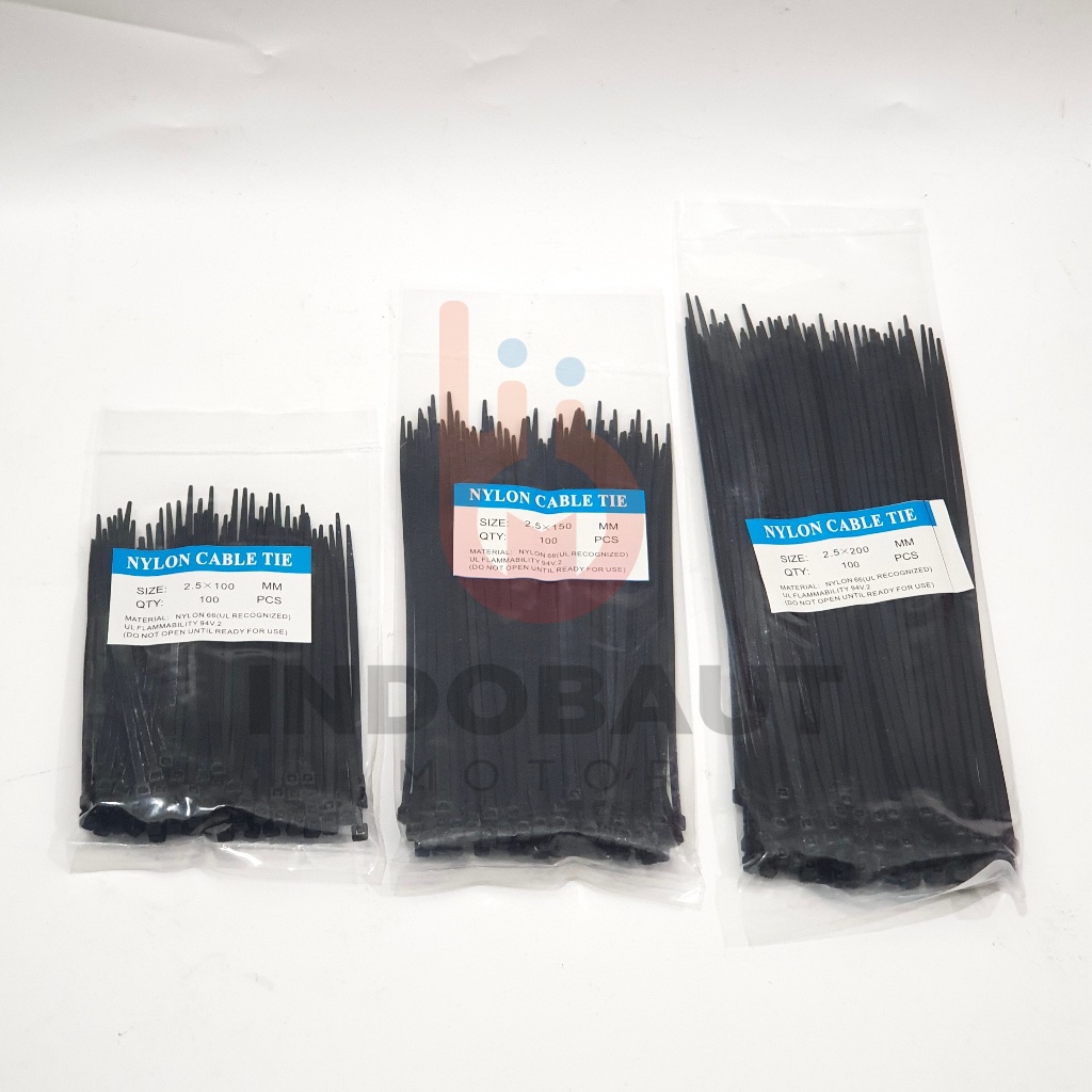 

Kabel Tis 2,5 x 10CM 15CM 20CM Hitam Putih Cables Ties Tali Nylon