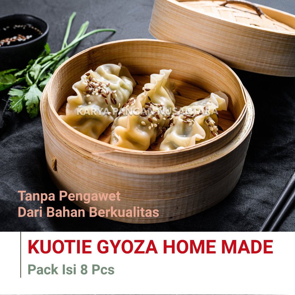

KUOTIE DIMSUM KUO TIE JIAOZI GYOZA KUCAI AYAM UDANG FROZEN PACK 8PCS