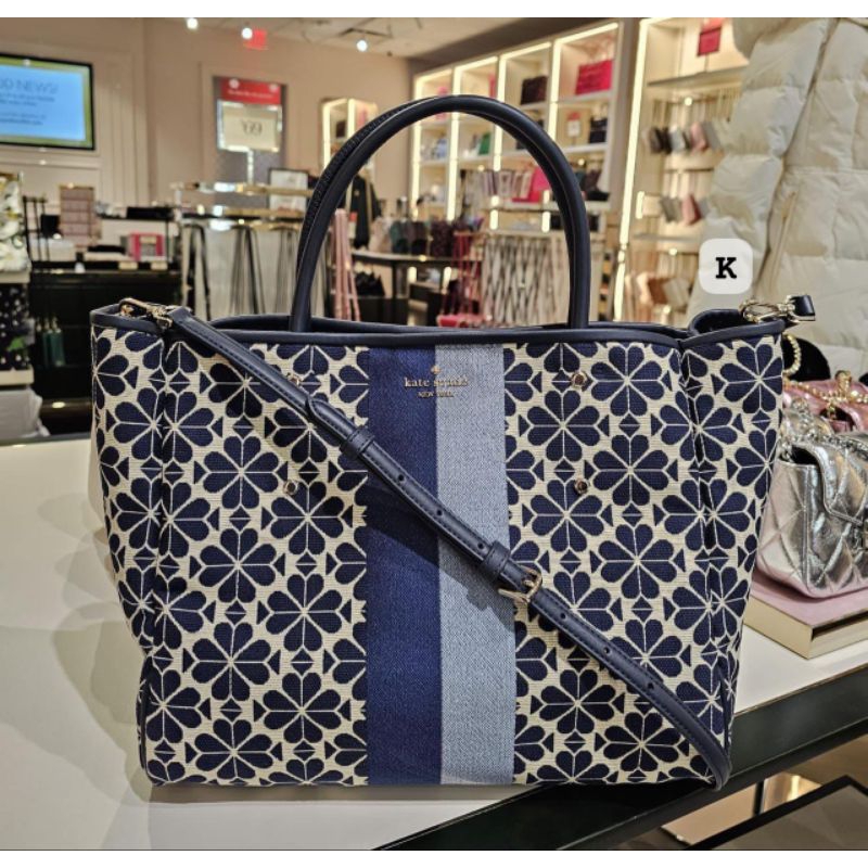 tas ks bag KE481 everything flower jacquard medium tote blue multi