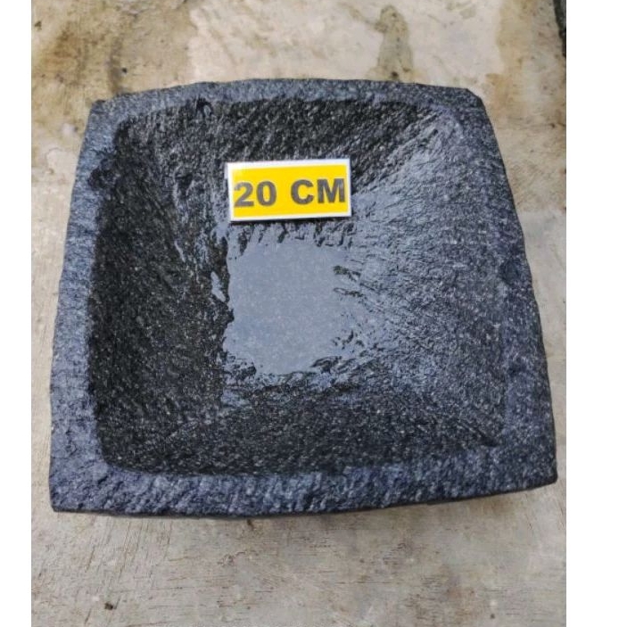 COBEK KOTAK BATU ASLI PAHAT 100% 20CM