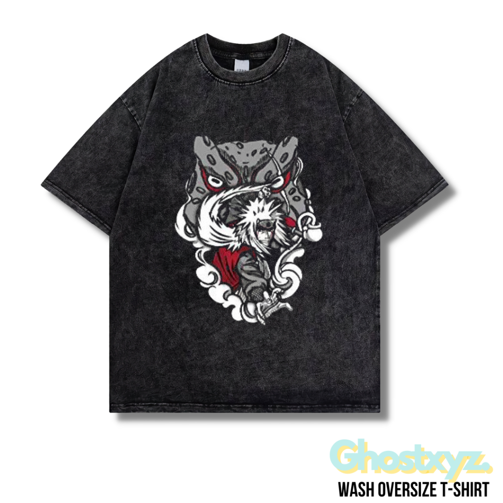 Ghostxyz T-Shirt "Jiraiya Gamabunta" Wash Oversize Vintage Tee Baju Kaos