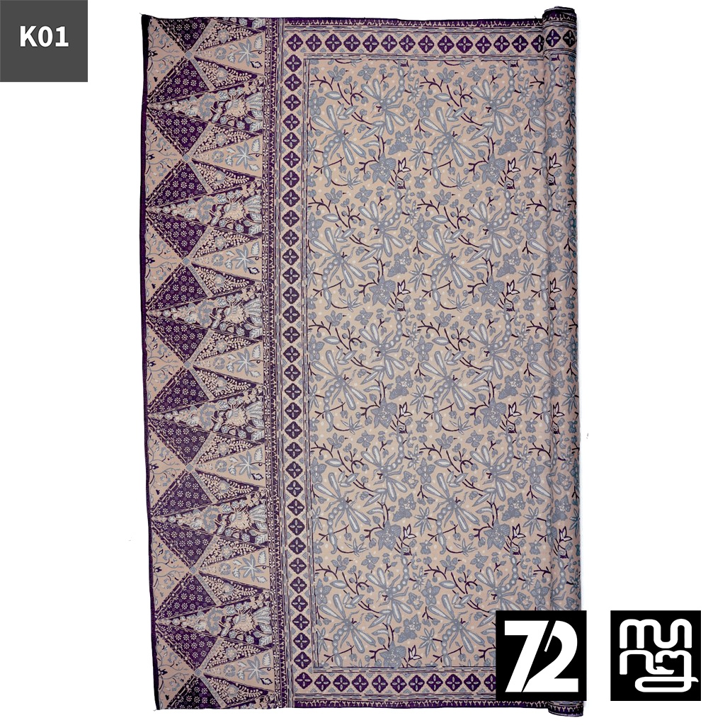 KAIN BATIK KATUN Premium Motif Capung Warna Cream ⁠Lilac Lavender 726791 Cap 72 Jarik Jarit Samping 