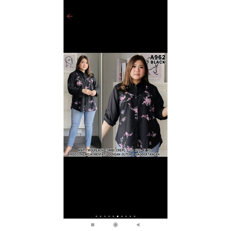 Kemeja Wanita LD 120 cm / Kemeja Jumbo motif bunga-bunga