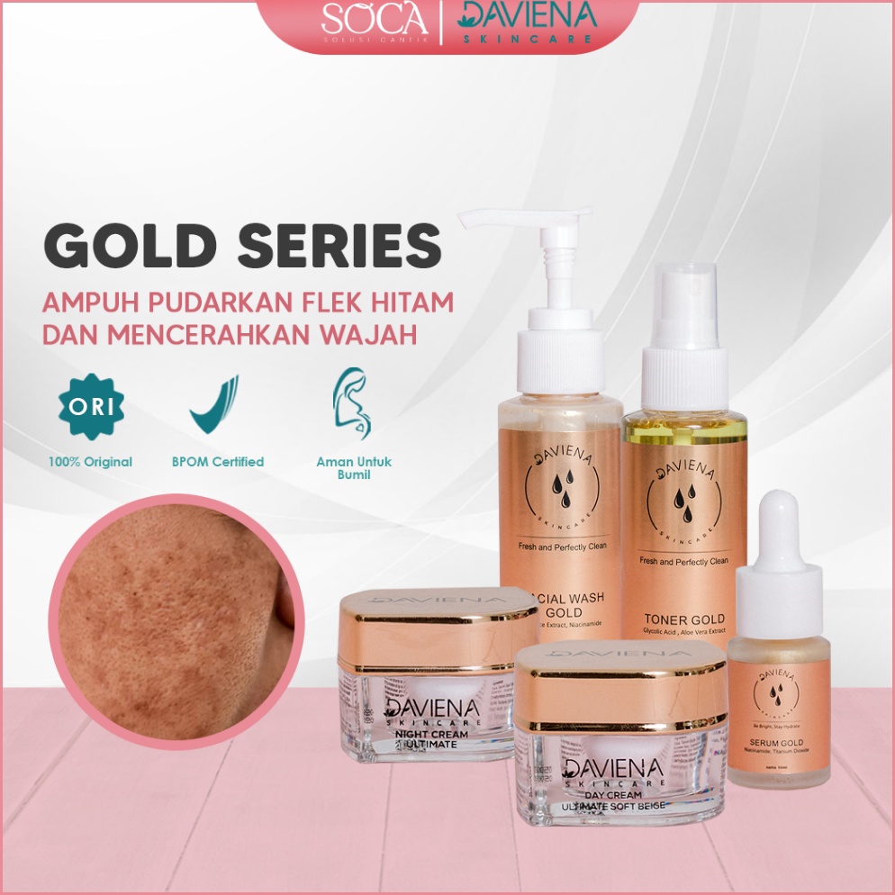 BEST SELLER DAVIENA SKINCARE GOLD SERIES Skin Care Pencerah Pelembab Pemutih Menutrisi Wajah Memudar