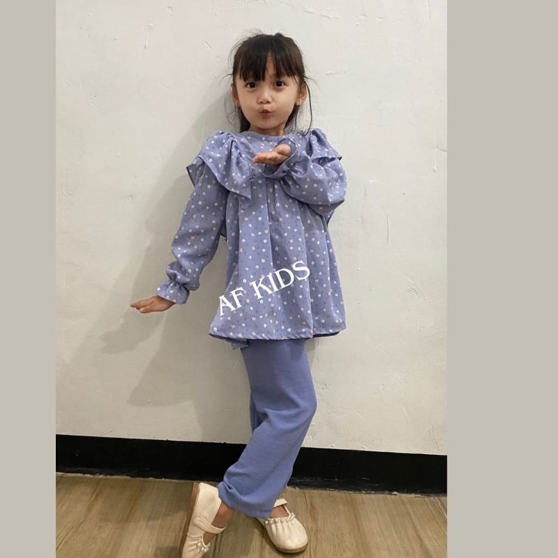 Setelan Baju Anak Perempuan Motif Bunga Adiva 1 - 10 Tahun