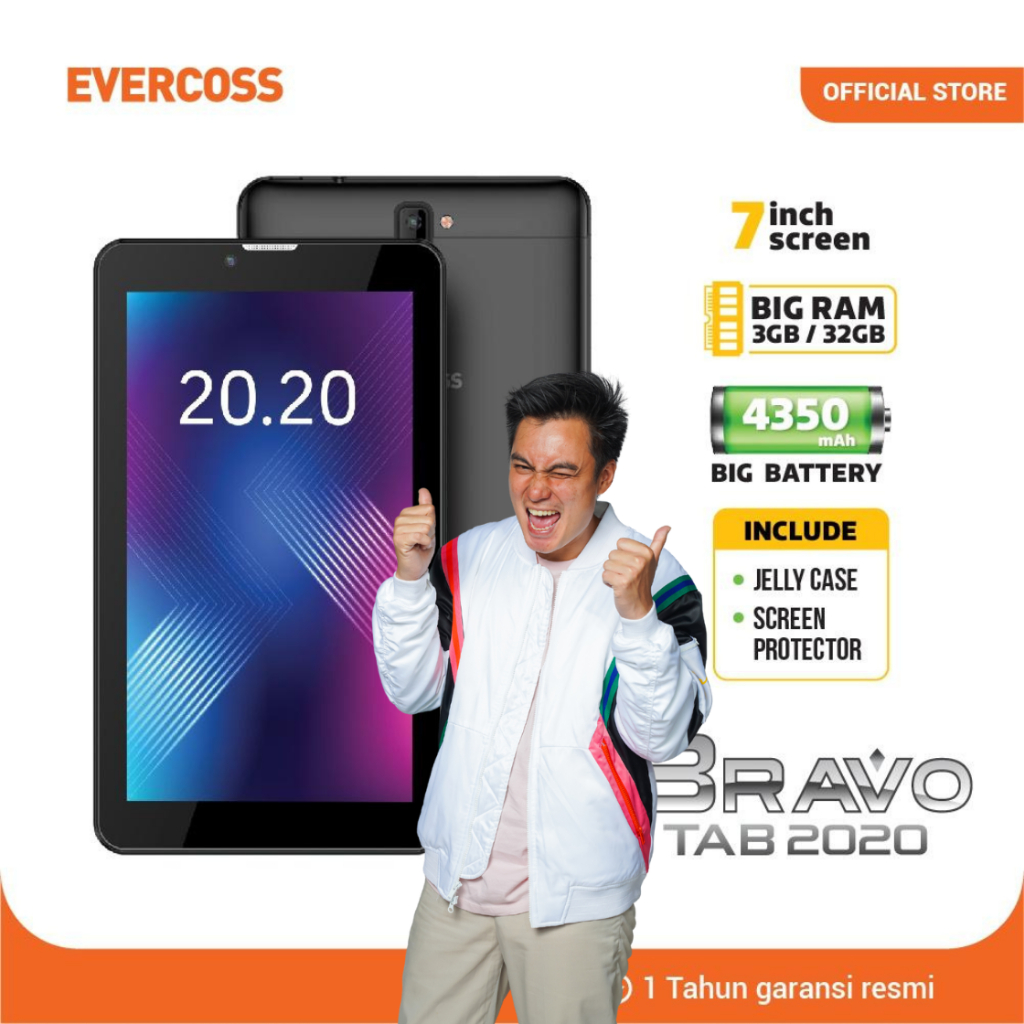 Evercoss Bravo tab X7 android 4G 3/32 garansi resmi