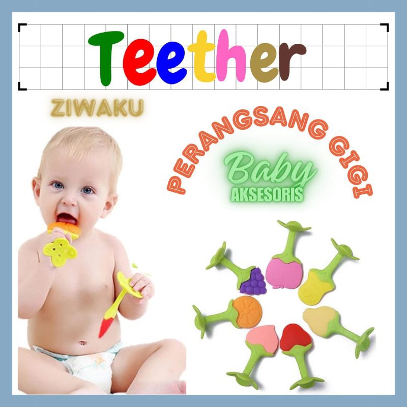 Gigitan Bayi Bentuk  Buah Teether Silikon Perangsang Tumbuh Gigi