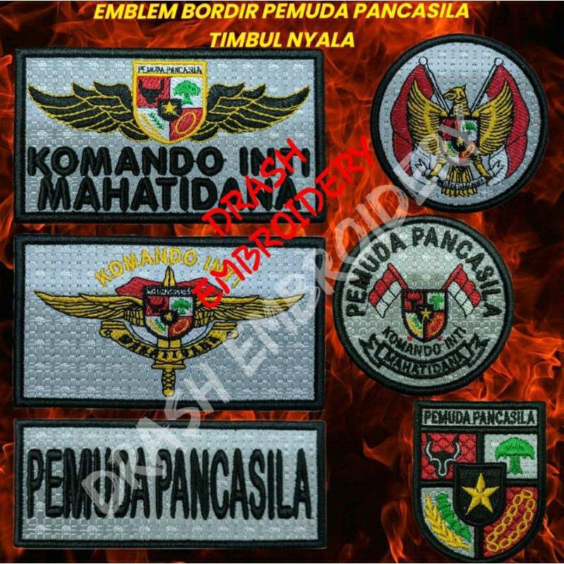 emblem atribut patch bordir logo pemuda pancasila timbul nyala