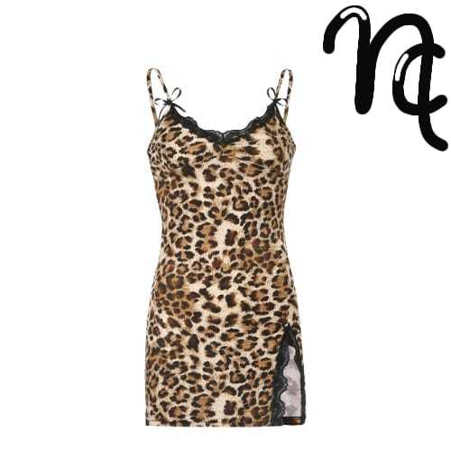 CLEARENCE SALE NC Pakaian Baju Dress Pita Motif Leopard Baju Tidur Bahan Dres Satin Sexy Fashion Kor