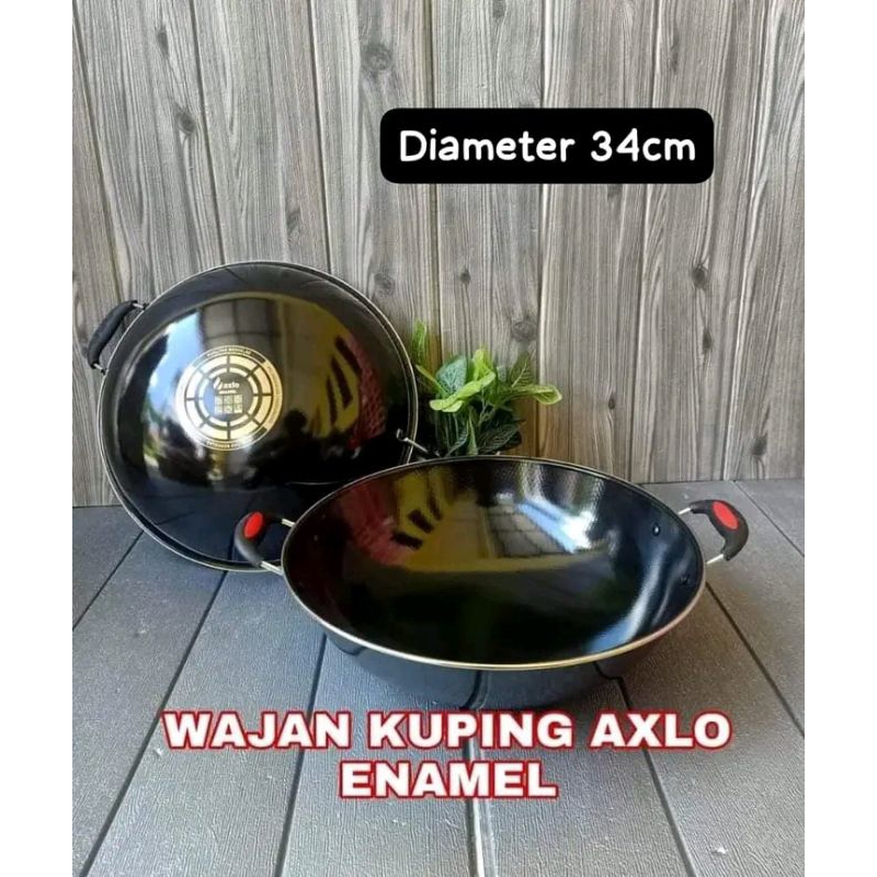 Wajan enamel kuping - Wajan enamel gagang