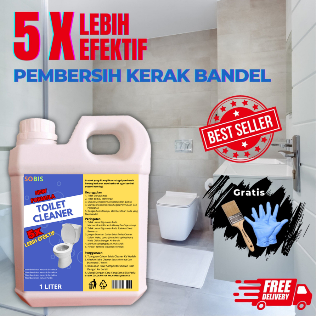 	 Pembersih Kerak Toilet Cleaner Kemasan 1 Liter/ Keramik/ kran/ stainless/ kloset / cairan ajaib	