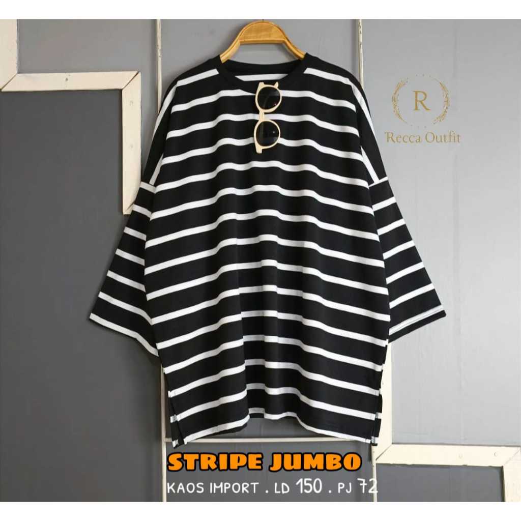 Strip Top Recca Baju Atasan Wanita Super Jumbo Ld 150 XXXXXL Kaos Salur Garis Garis Polos Bigsize