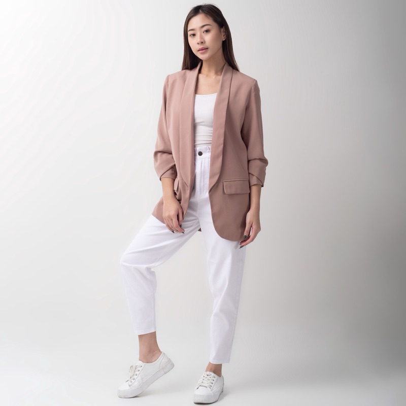 CREASE - Blazer Wanita Korea Tangan Panjang - Blezer Longsleeve Premium - Outer Wanita Basic Polos -