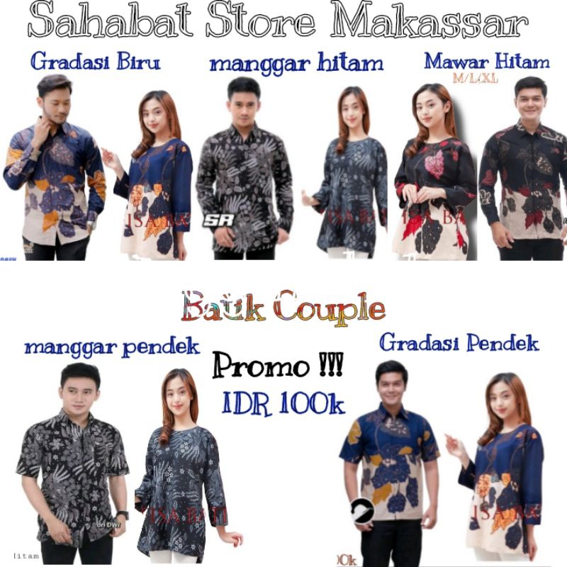 Batik pria dan wanita couple terbaru dan terlaris motif keren eleghant panjang dan pendek ukuran M L