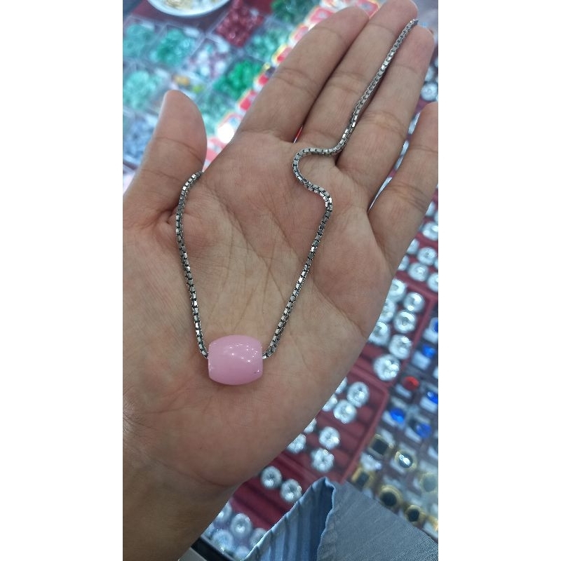 kalung liontin batu permata kecubung air natural