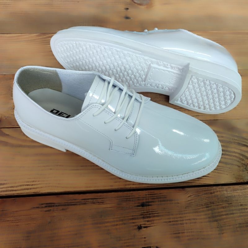 Sepatu pdh model jatah tnipolri putih delie/Sepatu pdu dinas kantoran/sepatu pantofel pria