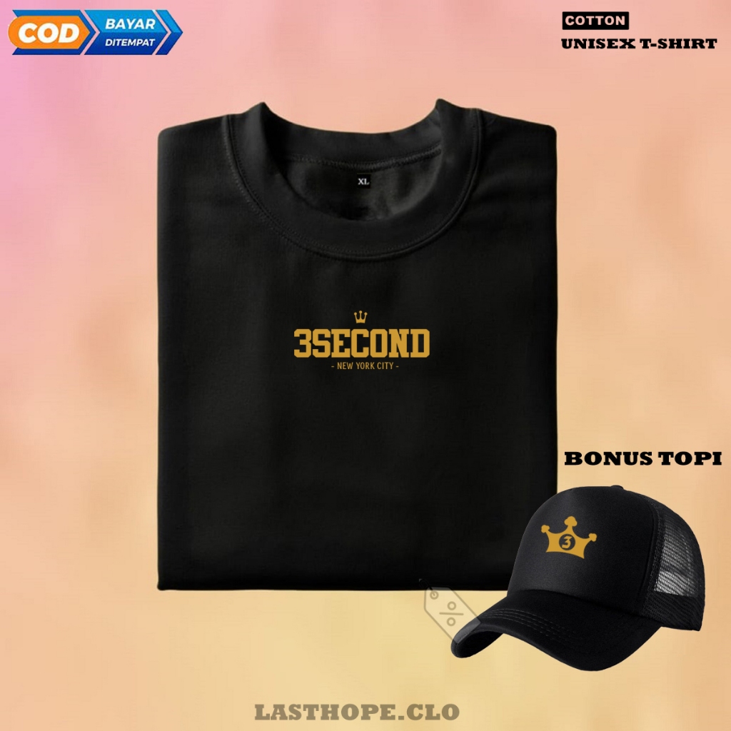 KAOS FREE TOPI LOGO V3SECOND NYC GOLD