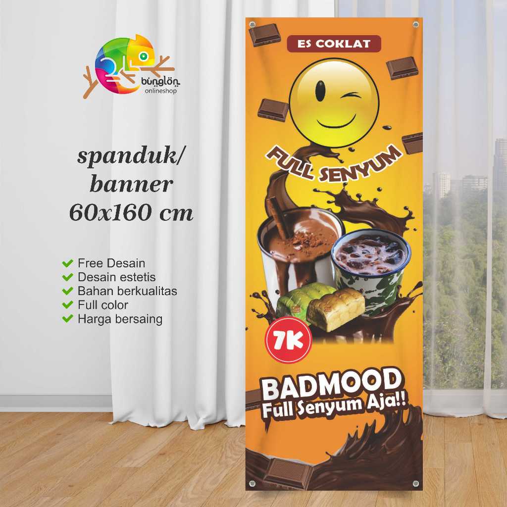Spanduk 60x160 Banner Es Coklat Custom Desain