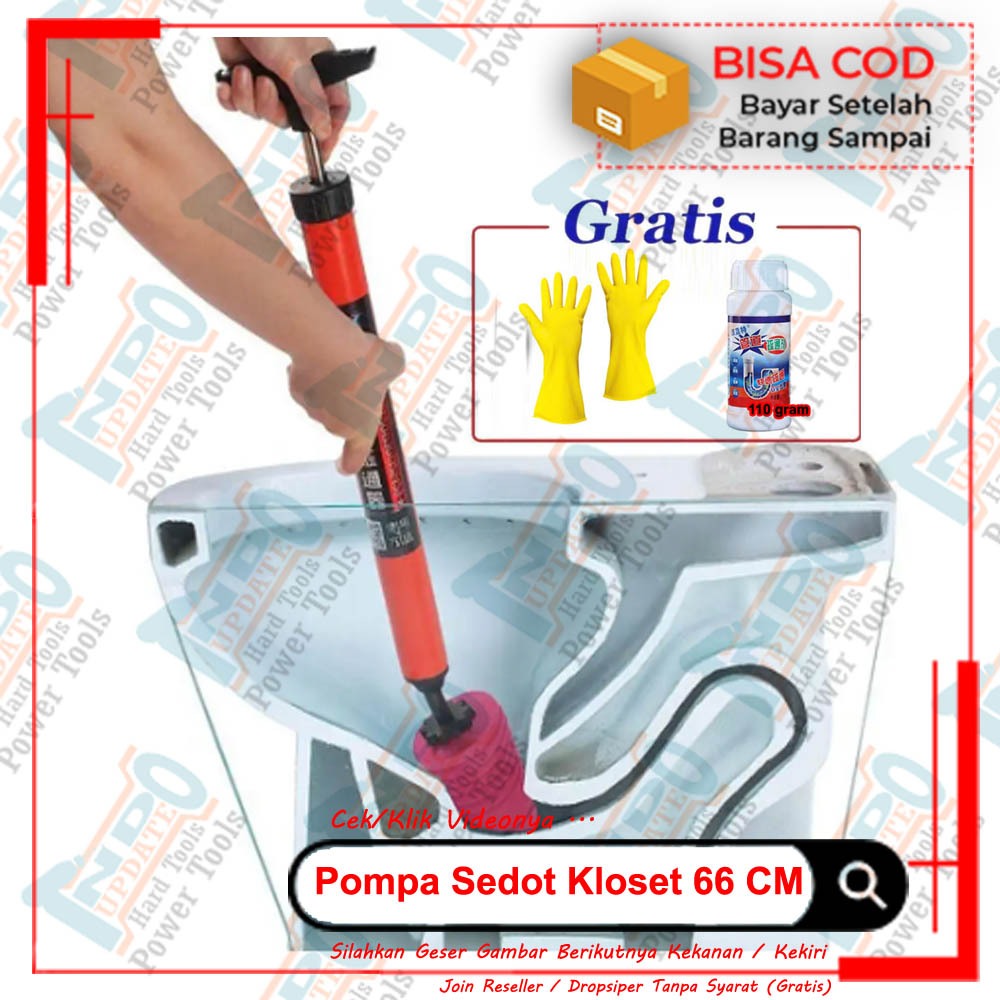 Pompa Sedot Vakum Sumbat Mampet Kop Pembersih Saluran Air WC Kloset Toilet