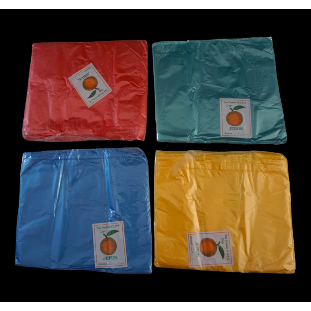 KANTONG PLASTIK / KRESEK WARNA WARNI MERK JERUK UKURAN 15 & 24