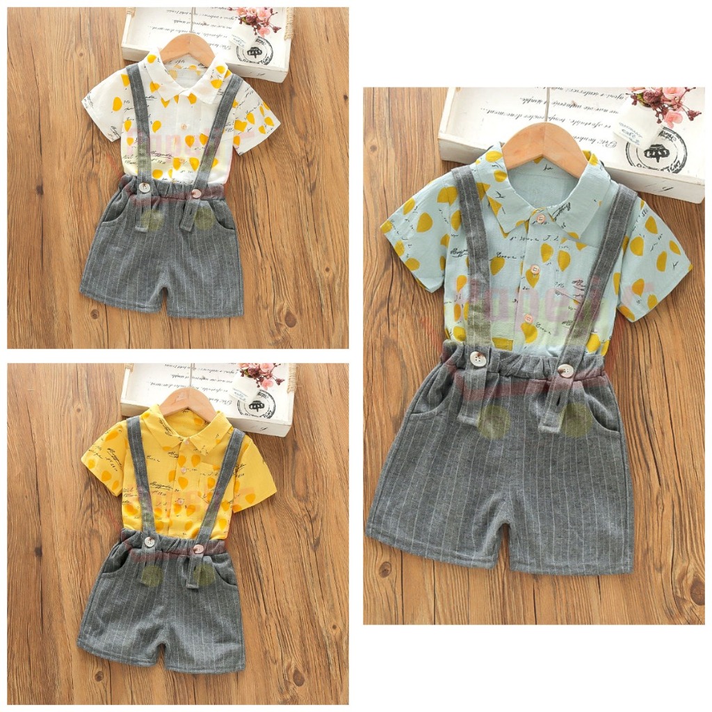 SETELAN BAJU KODOK KEMEJA ANAK LAKI LAKI 1 – 4 TAHUN IMPORT