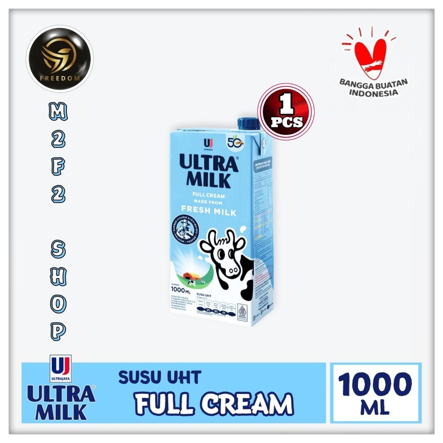 

Susu Ultra Milk Rasa Full Cream Kotak UHT | Plain - 1000 ml | 1 liter (Kemasan Satuan)
