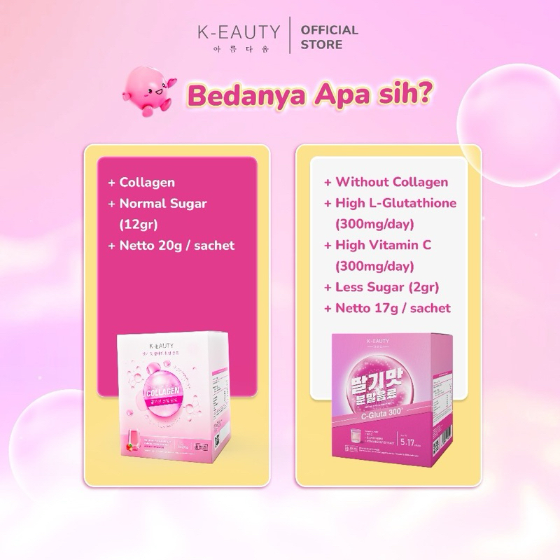 KEAUTY C-Gluta 300 keauty 1 box (isi 5 sachet) c gluta L-Gluthatione dan vitamin c Keauty minuman drink