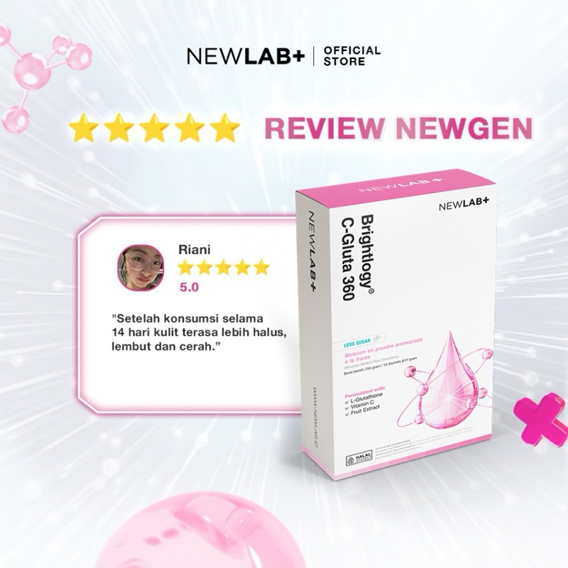 NewLab C-Gluta 360 drink (15 sachet) brightlogy c gluta L-Glutathione dan tinggi vitamin C minuman pencerah kulit Newlab NEWLAB+ newlab newlab+