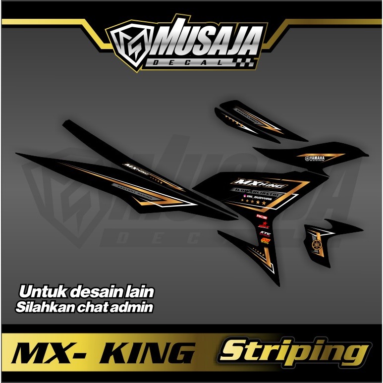 Decal Striping mx king transparan uv hitam gold silver