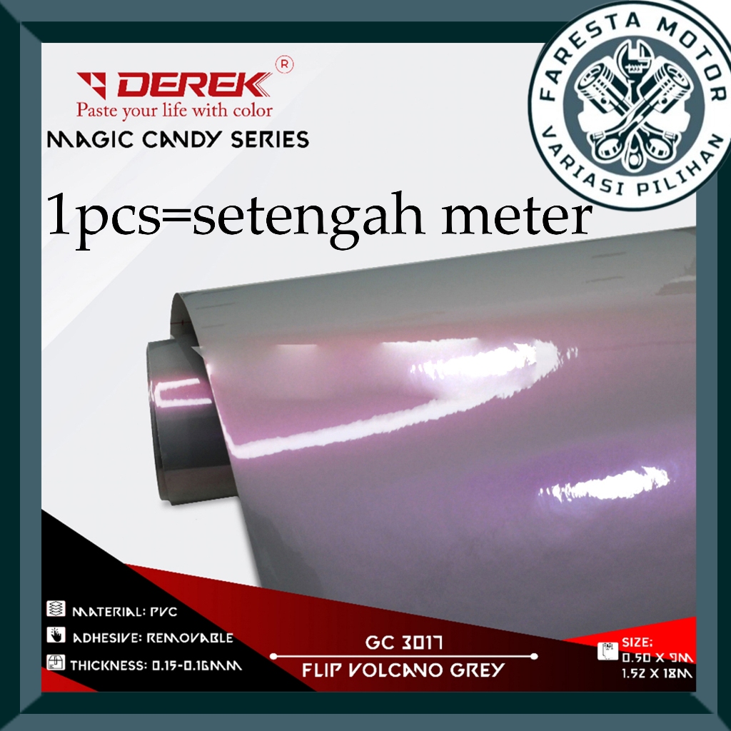 Skotlet abu lembayung merah bunglon Derek Stiker skotlite mutiara stiker Motor Lebar 50cm