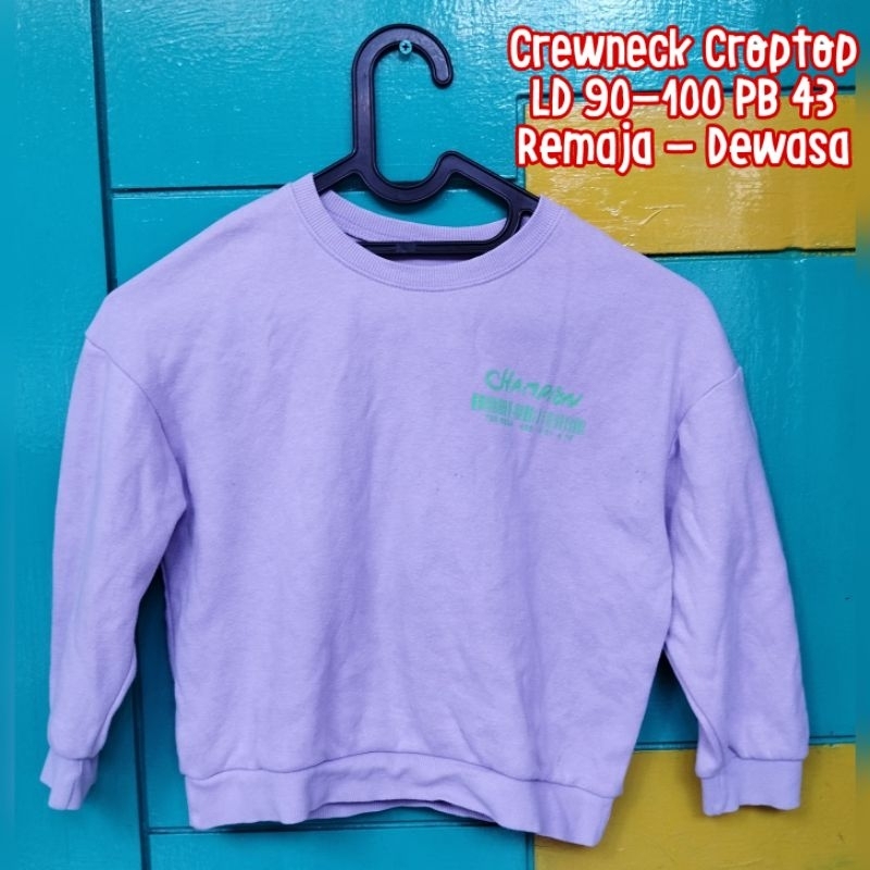 Crewneck CN Crop top Lilac wanita remaja anak - PRELOVED
