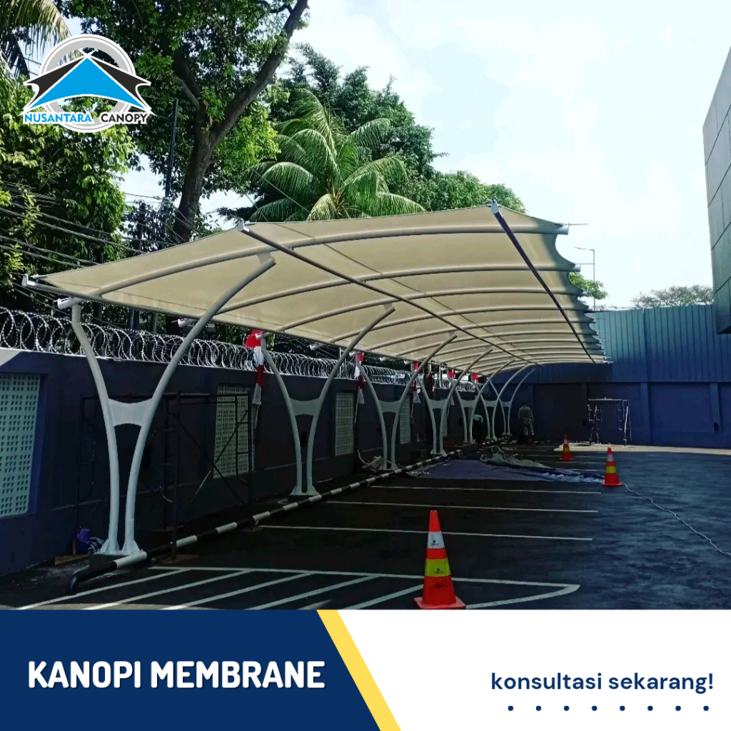 Canopy membran bergaransi - tenda Membrane tempat parkir Jakarta - kanopi atap membrane murah