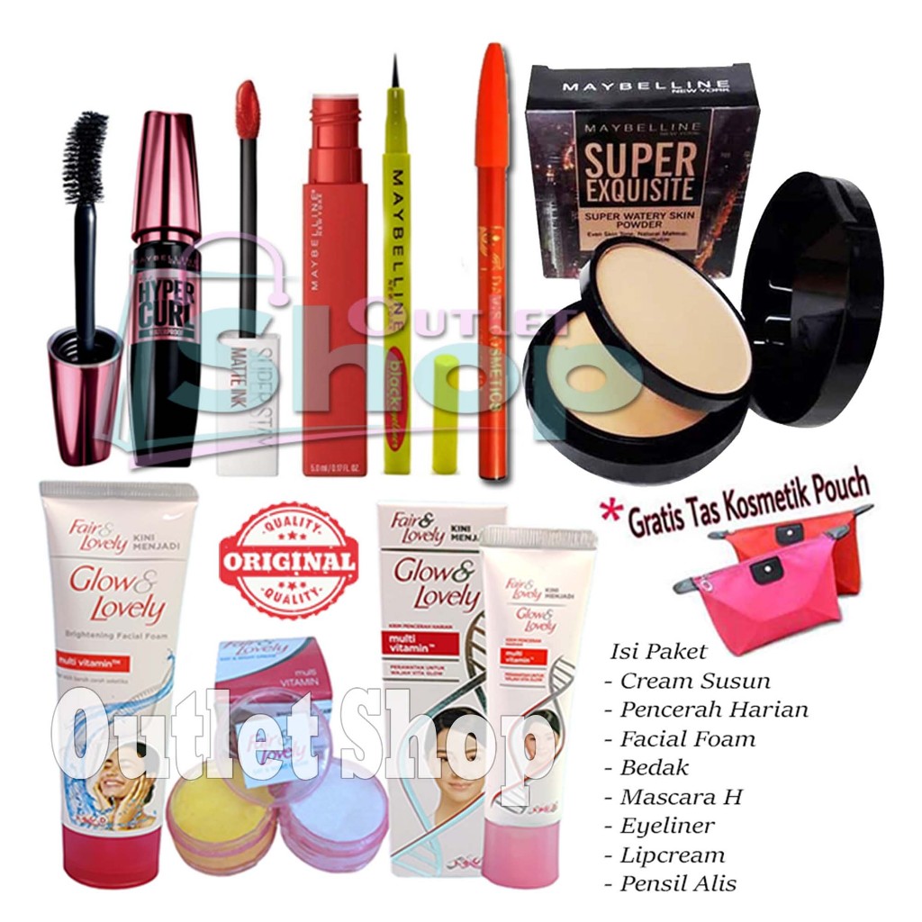 PAKET MAKE UP LENGKAP - FAIR & LOVELY / FACIAL FOAM - PELEMBAB - CREAM SIANG MALAM - BEDAK - MASKARA