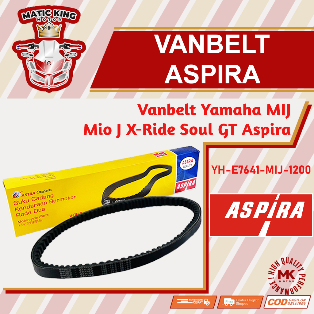 Vanbelt V belt Fanbelt Yamaha Mio J X Ride Soul GT Aspira Astra Otoparts YH-E7641-MIJ-1200