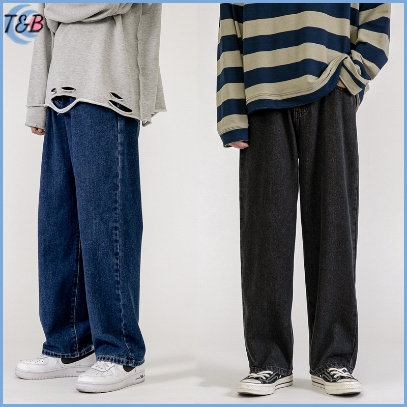 Celana gombrang pria celana jeans panjang pria ootd korean style loose straight oversize celana kulo
