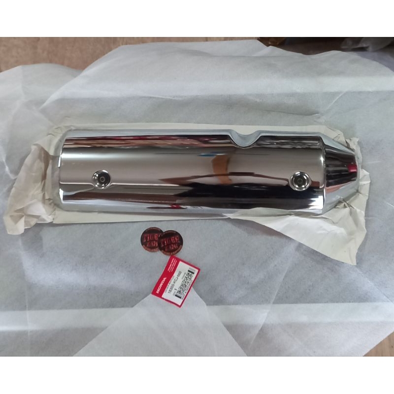 Cover tameng knalpot chrome original tiger revo tirev awal old COVER MUFFLER 18355-KCJ-660