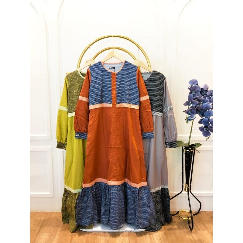 ZASKIYA dress by Zalifa,dress zalifa terbaru,gamis cantik elegant,gamis remaja