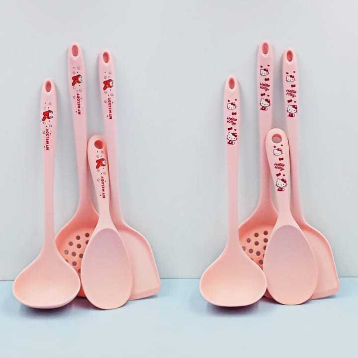 SET ALAT MASAK ISI-4 PCS SILICONE | SET ALAT MASAK HRLLO KITTY | SET ALAT MASAK MELODY