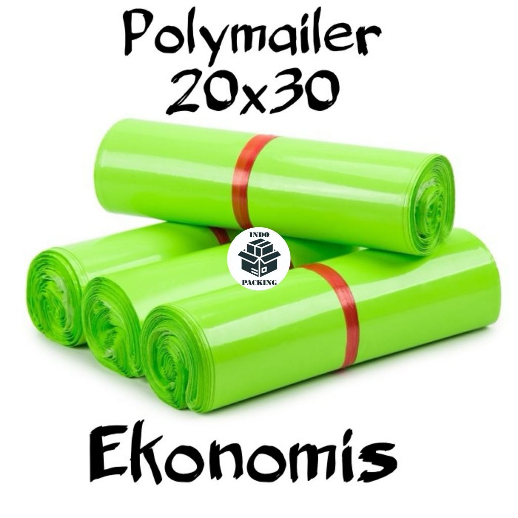 

(isi 100) Polymailer Hijau Ekonomis 20x30 cm / Packaging Amplop Plastik / Amplop Online Shop