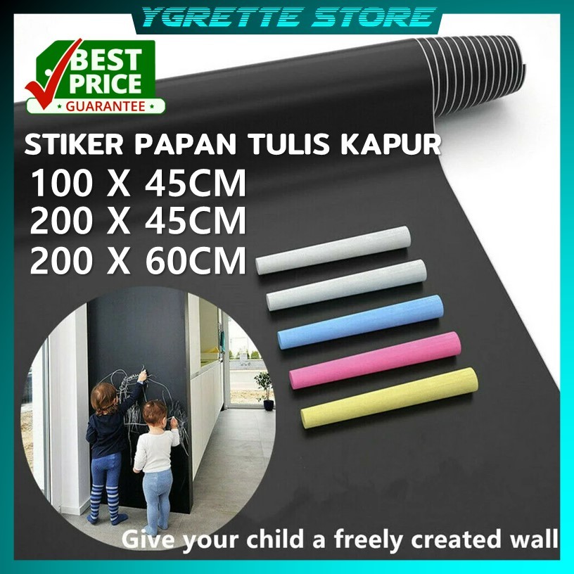 

YGRETTE - H&F STIKER PAPAN TULIS KAPUR StiCker Dinding Papan Tulis Kapur Flexible 100 x 45 cm 200 x 45 cm HITAM PUTIH WHITEBOARD