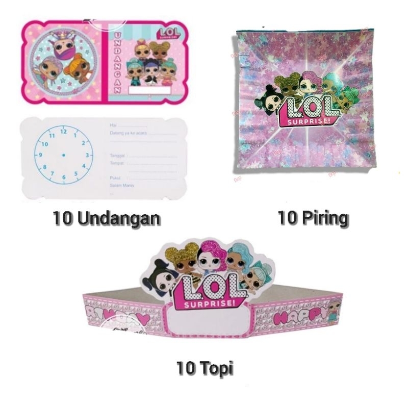 LOL Paket Birthday topi LOL topeng undangan Paket dekorasi pesta ulang tahun LOL birthday decoration