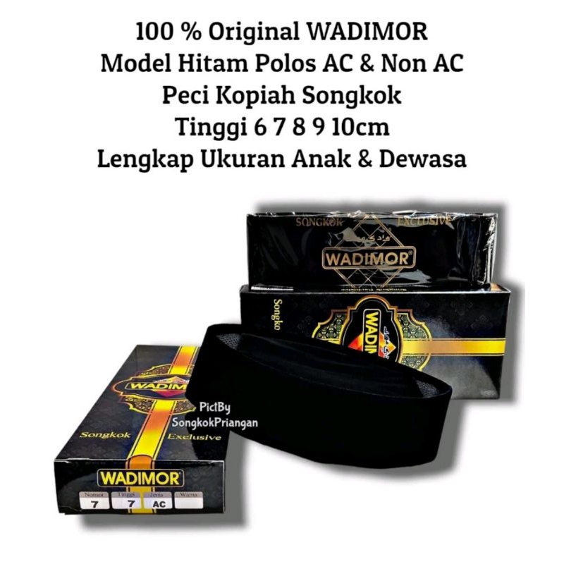 peci wadimor hitam polos pekat berkualitas AC tahan air adem tinggi 6 cm