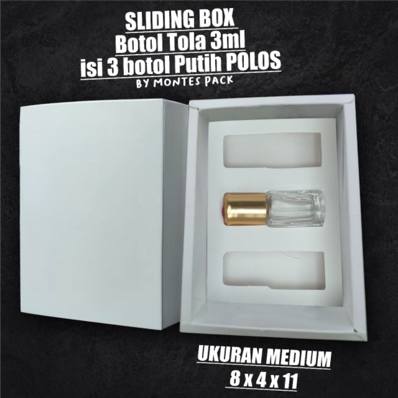 

Slide box untuk tola 3ml | Box Sliding Isi 3 botol Tola 3ml PUTIH POLOSAN