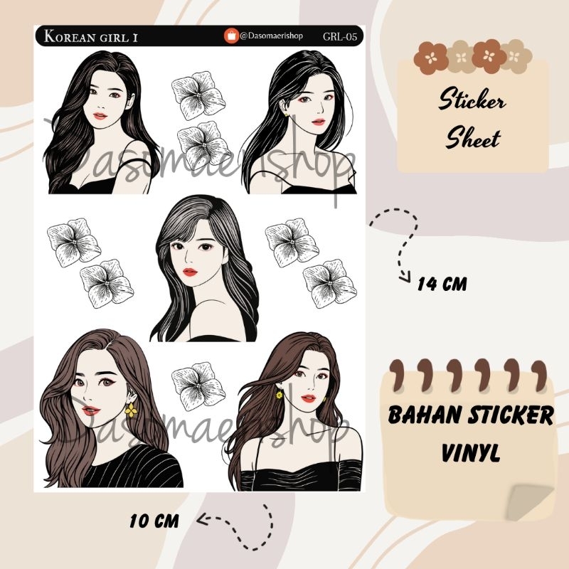 

Korean Girl Ver. 1 Sticker Sheet For Journal / Scrapbook