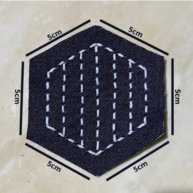 Sashiko Hexagon Sashiko Segienam Hitam Sashiko Patch