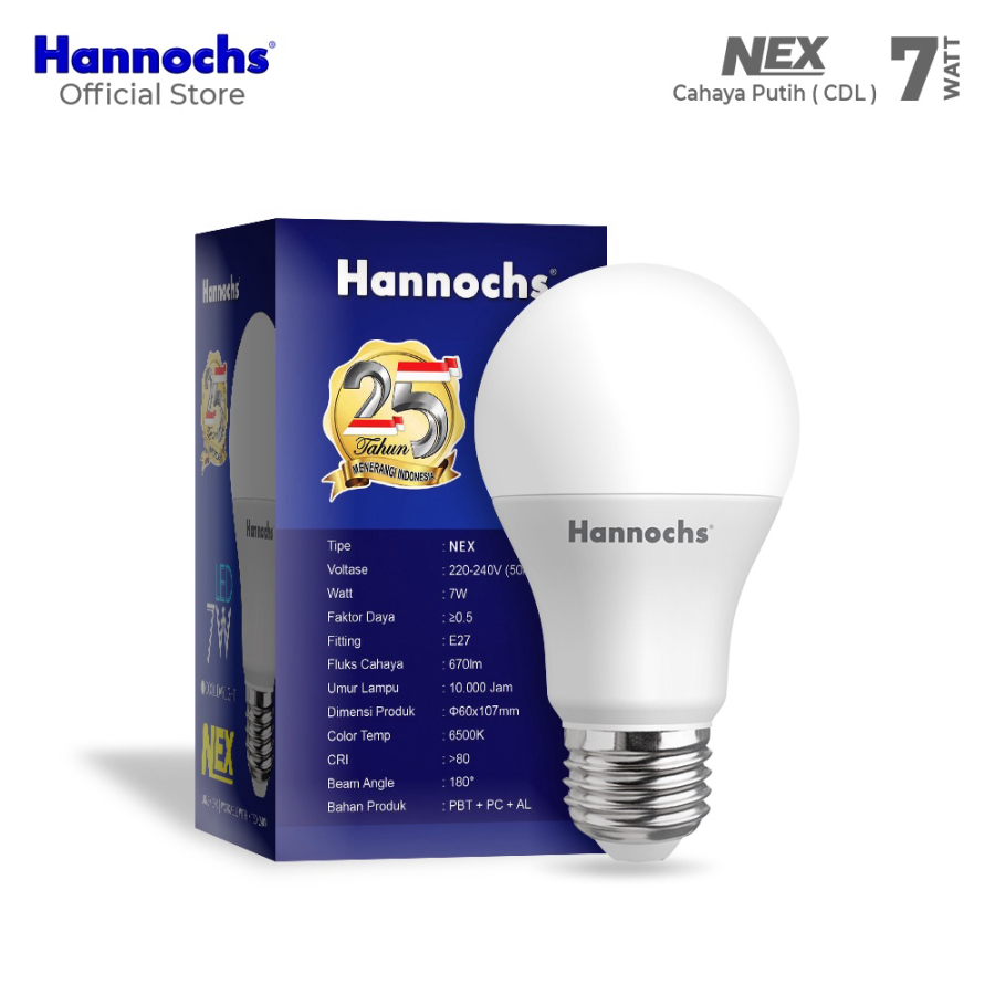Hannochs Lampu Bohlam LED NEX 7W Cahaya Putih Paket isi 4pcs lampu bohlam led / bohlam led / bohlam 