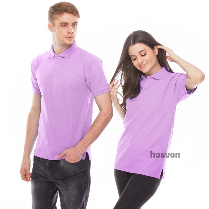 Terbaru UNGU MUDA Hosvon Kaos Kerah Wangki COTTON 1 Size SXXL  PRIA  WANITA  Terlaris