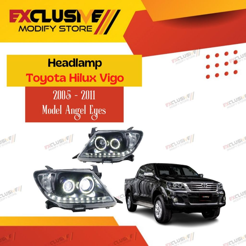 HILUX VIGO 2005-2011 HEADLAMP SINGLE & DOUBLE CABIN MODEL ANGEL EYES