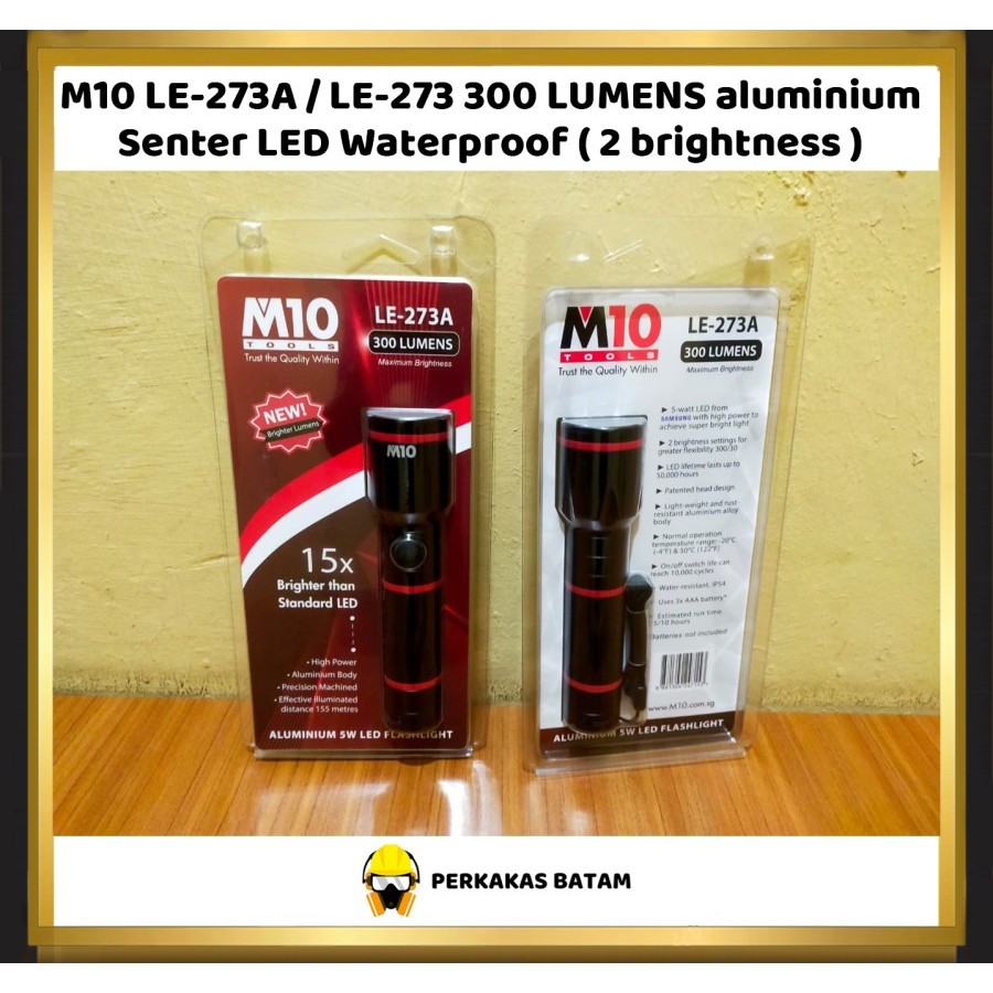 Senter LED M10 LE-237A Aluminium 300 Lumens LE-273 Waterproof Battery