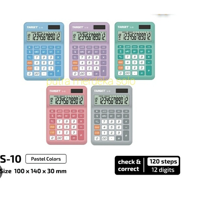 

Kalkulator Target S 10 - Dekstop Calculator - 12 Digit Warna Pastel Check Correct